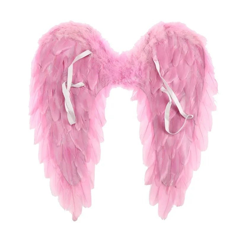 Ailes d'Ange en Plumes Luxueuses – Accessoire Élégant pour Halloween et Cosplay, Design Pliable, Noir et Blanc