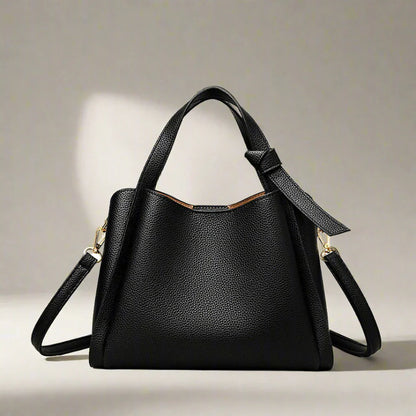 Women's Sophie Shoulder Bag in Synthetic Leather - Elegant, Practical, Adjustable Shoulder Strap, Spacious Interior - Black