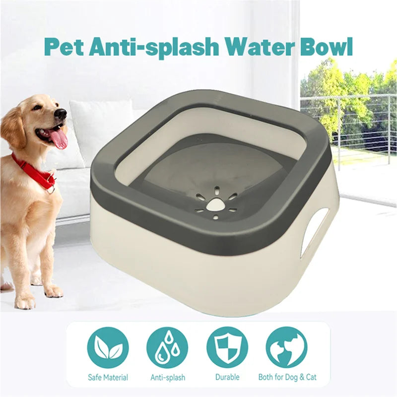 Anti-Splash Pet Water Bowl with 1L Capacity – No Spill Dog and Cat Water Bowl for Clean Drinking