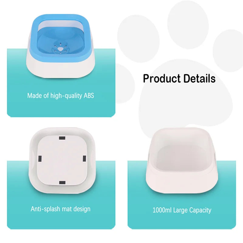 Anti-Splash Pet Water Bowl with 1L Capacity – No Spill Dog and Cat Water Bowl for Clean Drinking