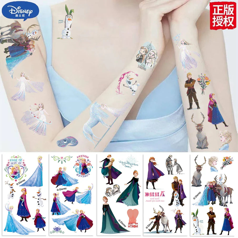 Temporary Tattoo Stickers Elsa - 10 Non-Toxic Pieces for Children, Ideal for Birthday Parties