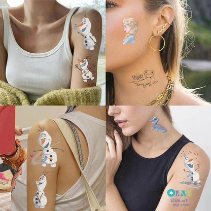 Temporary Tattoo Stickers Elsa - 10 Non-Toxic Pieces for Children, Ideal for Birthday Parties