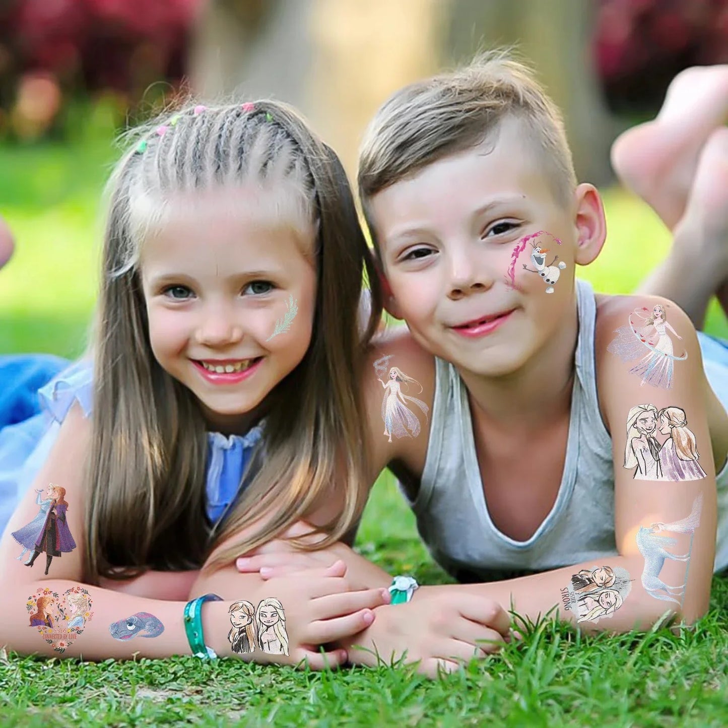 Temporary Tattoo Stickers Elsa - 10 Non-Toxic Pieces for Children, Ideal for Birthday Parties