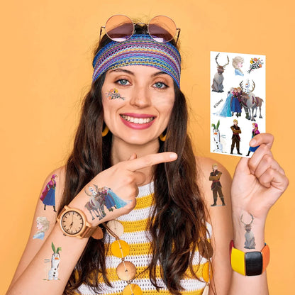 Temporary Tattoo Stickers Elsa - 10 Non-Toxic Pieces for Children, Ideal for Birthday Parties