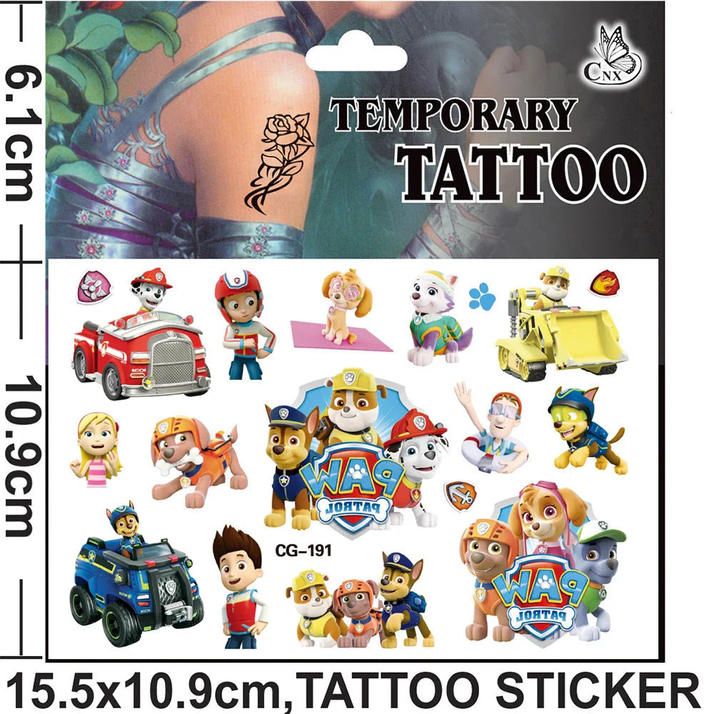 Paw Patrol Temporary Tattoo Stickers for Children – Pet Dog Designs