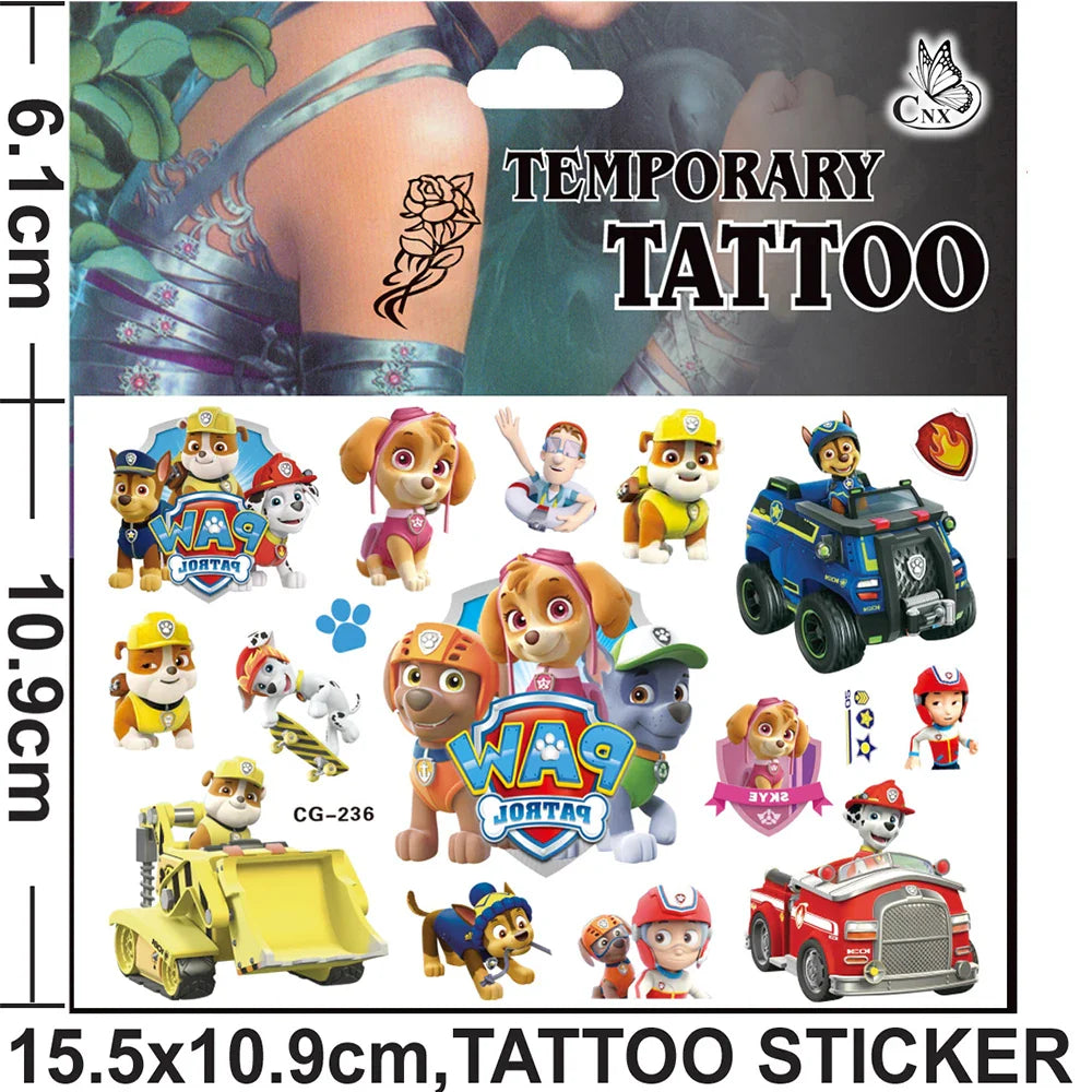 Paw Patrol Temporary Tattoo Stickers for Children – Pet Dog Designs