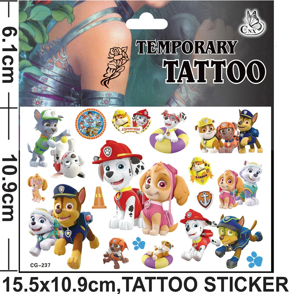 Paw Patrol Temporary Tattoo Stickers for Children – Pet Dog Designs