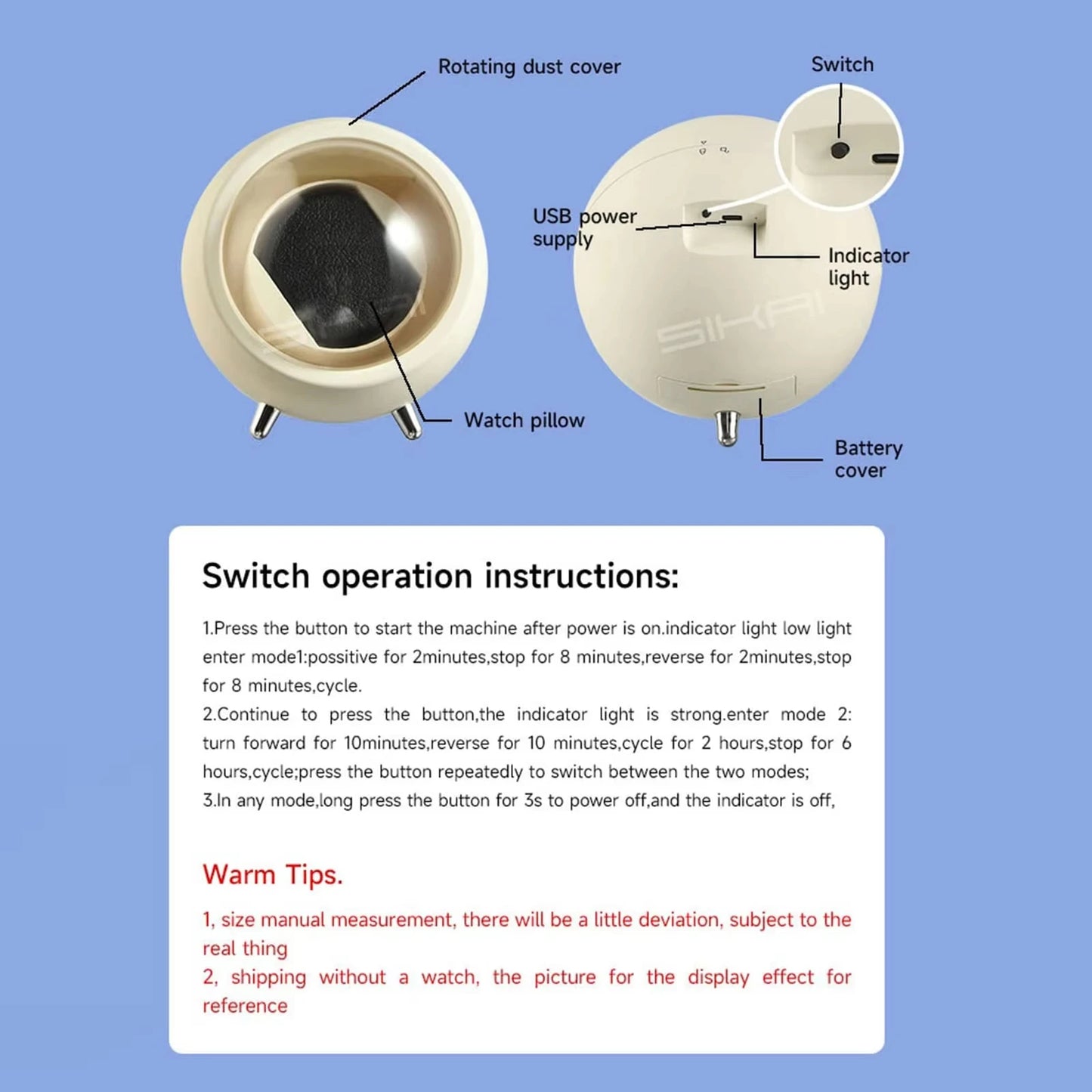 Automatic Watch Winder Box with USB Power – Elegant Rotating Stand for Mechanical Watches