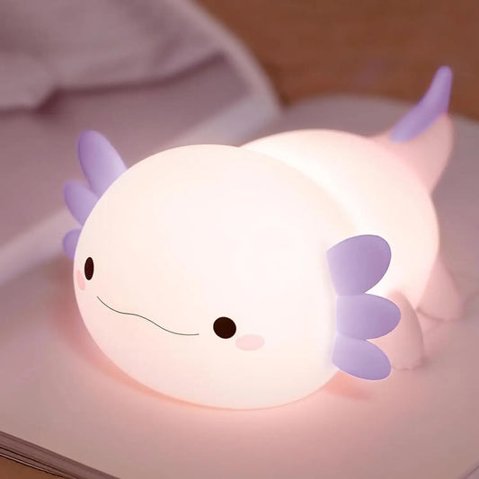 Axolotl Night Light | Soft Silicone, Adjustable Brightness