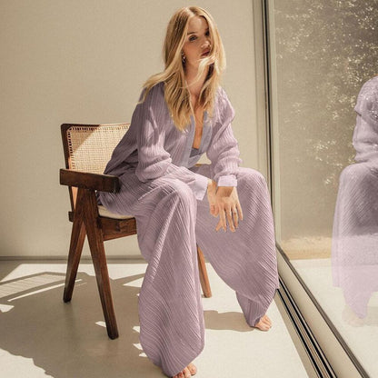 Variant image for Ensemble Tailleur Femme Chic avec Blouse Légère et Pantalon Taille Haute – Élégant et Confortable-4