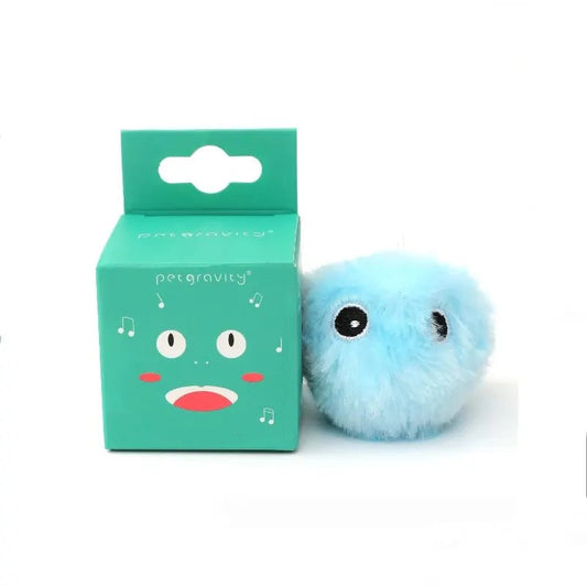 Balle en peluche interactive pour chat avec sons et herbe à chat - Jouet électrique amusant
