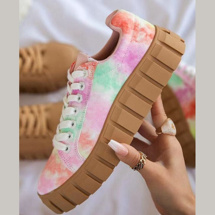 Women’s Thick-Soled Sneakers – Comfort and Style in Black, Green, Blue, and Khaki