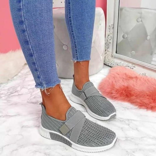Women's Breathable Slip-On Sneakers with Adjustable Strap – Comfort and Style for Casual Outfits