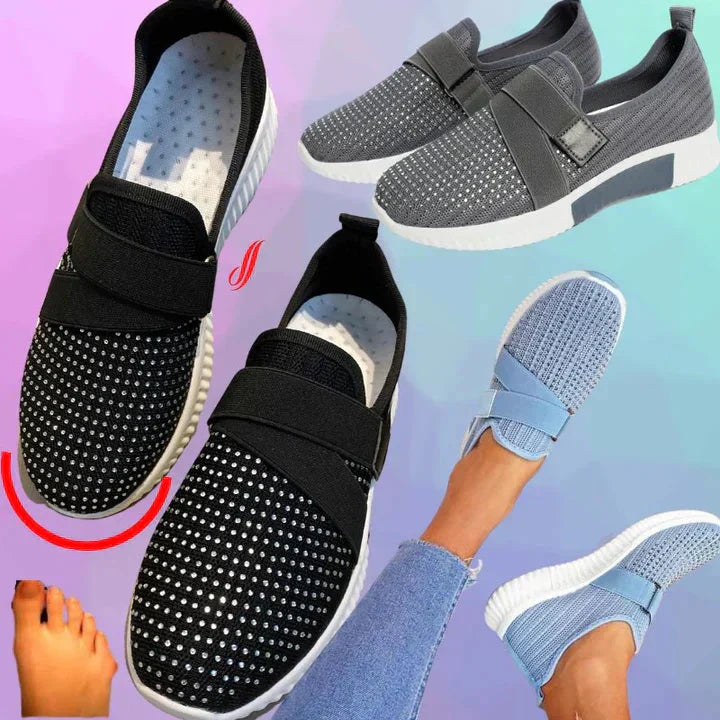 Women's Breathable Slip-On Sneakers with Adjustable Strap – Comfort and Style for Casual Outfits
