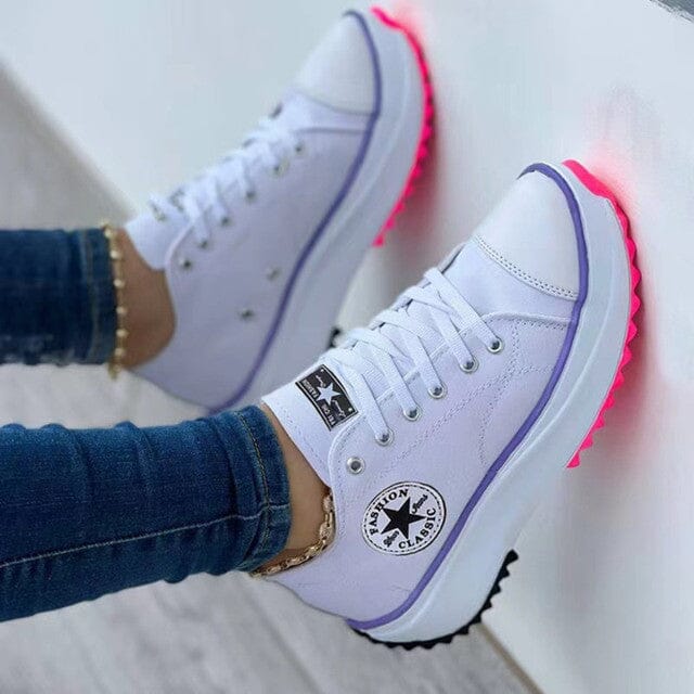 Breathable ergonomic leather women's sneakers with orthopedic support for optimal comfort