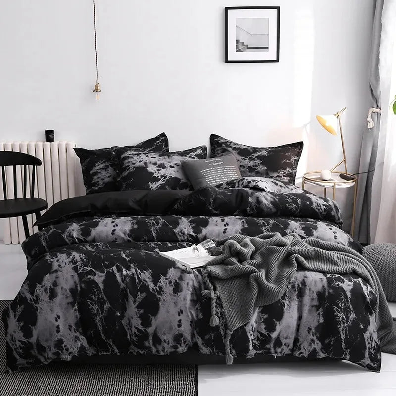 Bella Black Bedding Set | 100% Polyester, Duvet Cover & Pillowcases