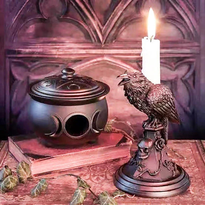 Bizarre Owl Candle Holder | Hand-Painted Gothic Resin Decor