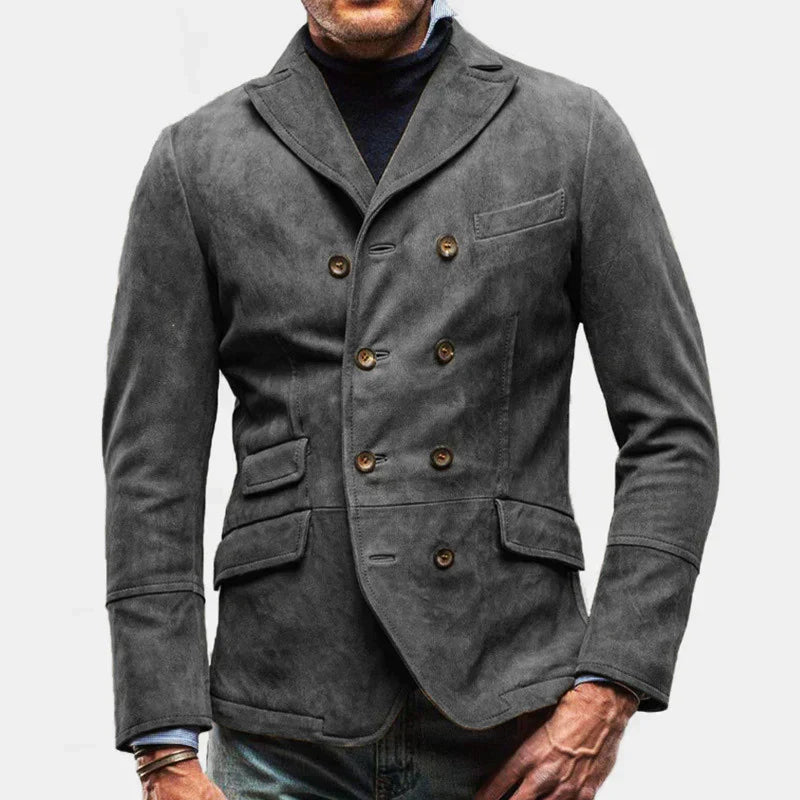 Men's Slim Fit Double-Breasted Blazer in Structured Fabric for Autumn – Elegant and Versatile