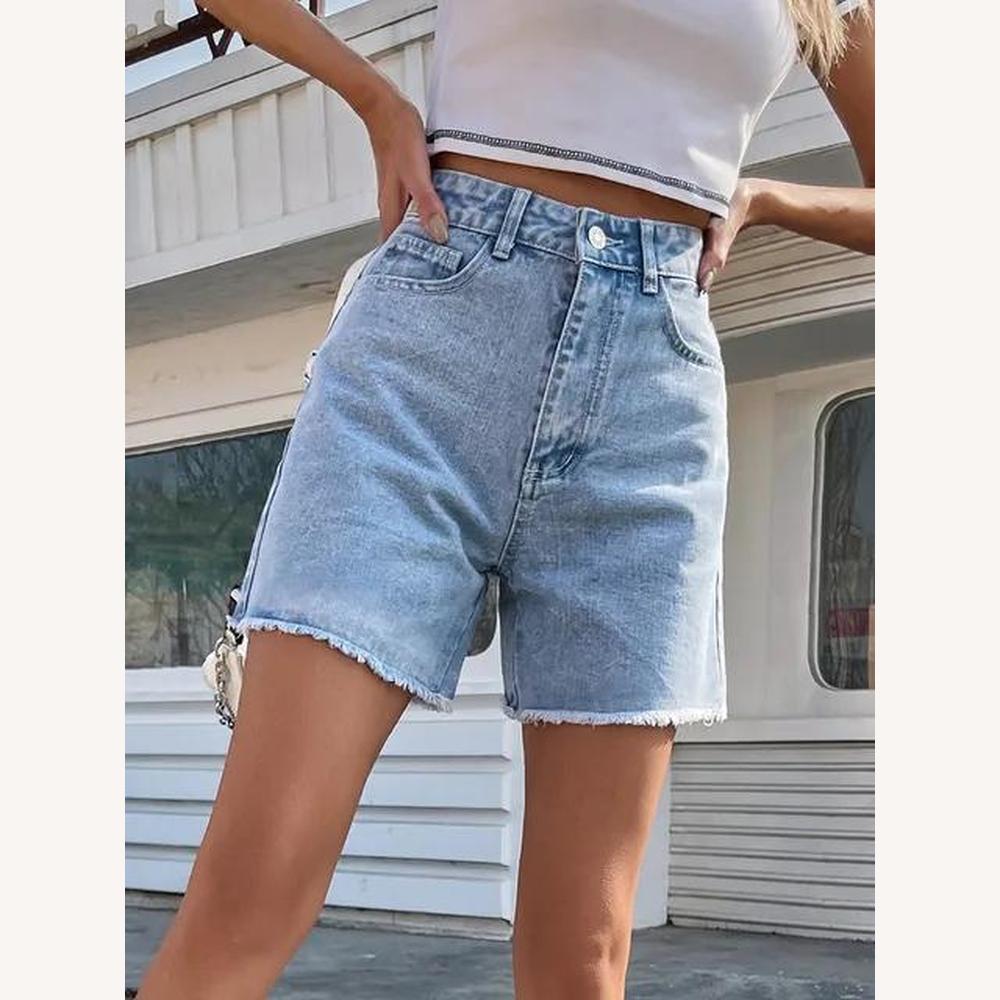 Short en Coton Taille Haute pour Femme – Confort Optimal, Coupe Ajustée, Disponible en Noir et Bleu Clair, Tailles S à XL