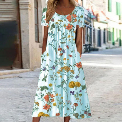 Women's Chic Summer Dress Long in Polyester - Elegant and Comfortable for All Occasions