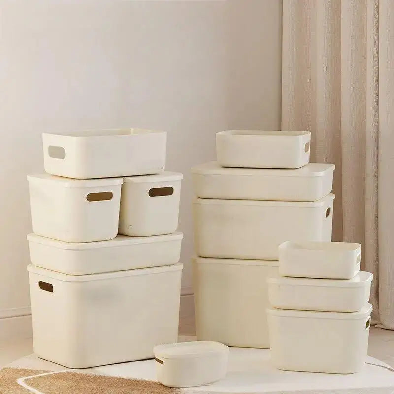 Beige Storage Box in PP with Dustproof Lid for Clothes and Toys – 36.5 x 26 x 16 cm