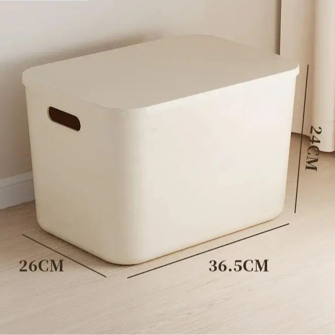 Beige Storage Box in PP with Dustproof Lid for Clothes and Toys – 36.5 x 26 x 16 cm