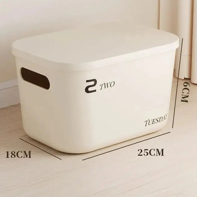 Beige Storage Box in PP with Dustproof Lid for Clothes and Toys – 36.5 x 26 x 16 cm