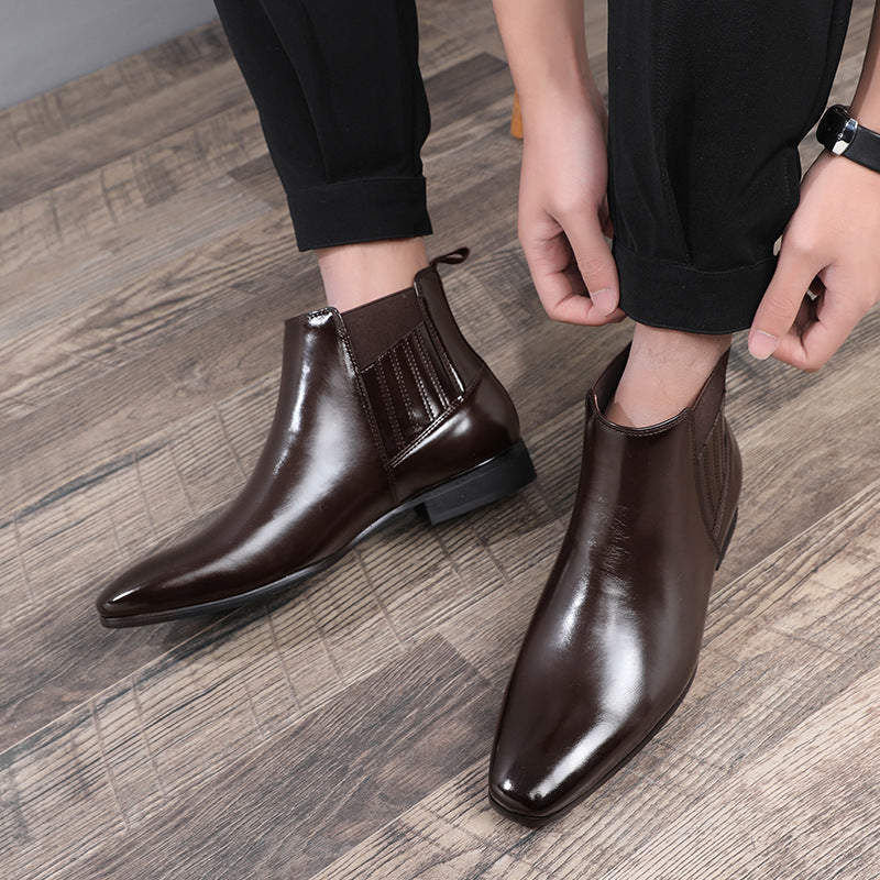 Bottes Chelsea pour Hommes en PU avec Bout Pointu et Talon Carré – Élégance Moderne et Confort Optimal