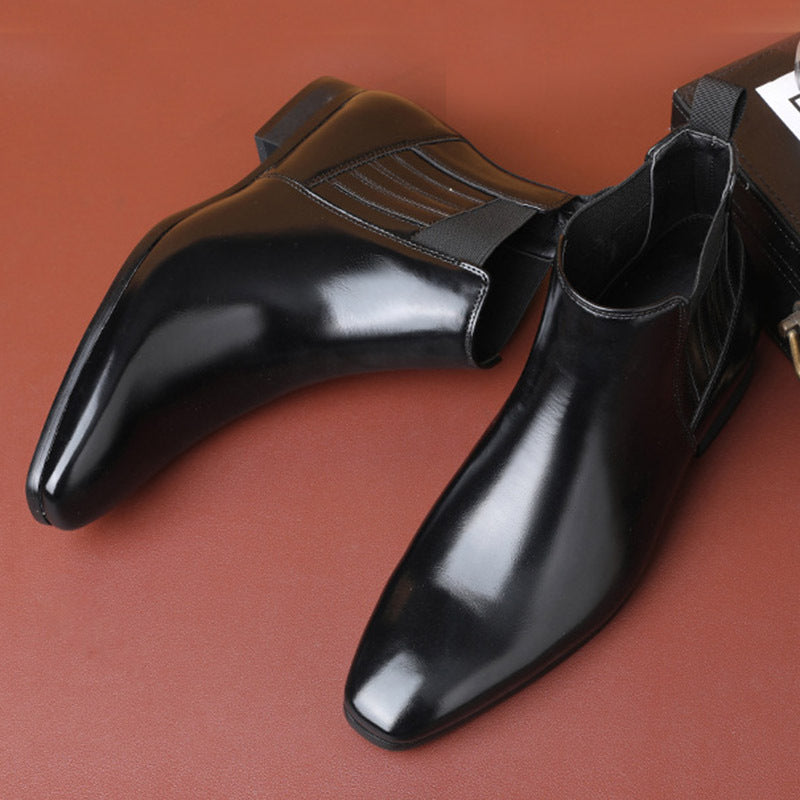 Bottes Chelsea pour Hommes en PU avec Bout Pointu et Talon Carré – Élégance Moderne et Confort Optimal