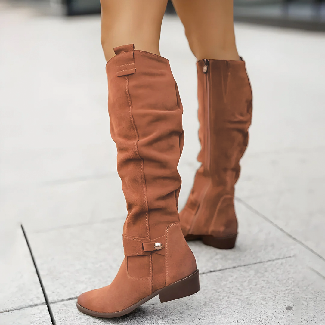 Bottes Hiver Femme en Daim Noires, Antidérapantes avec Doublure Respirante et Fermeture Éclair – Style Élégant au Genou 0