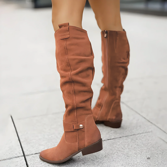 Bottes Hiver Femme en Daim Noires, Antidérapantes avec Doublure Respirante et Fermeture Éclair – Style Élégant au Genou 0