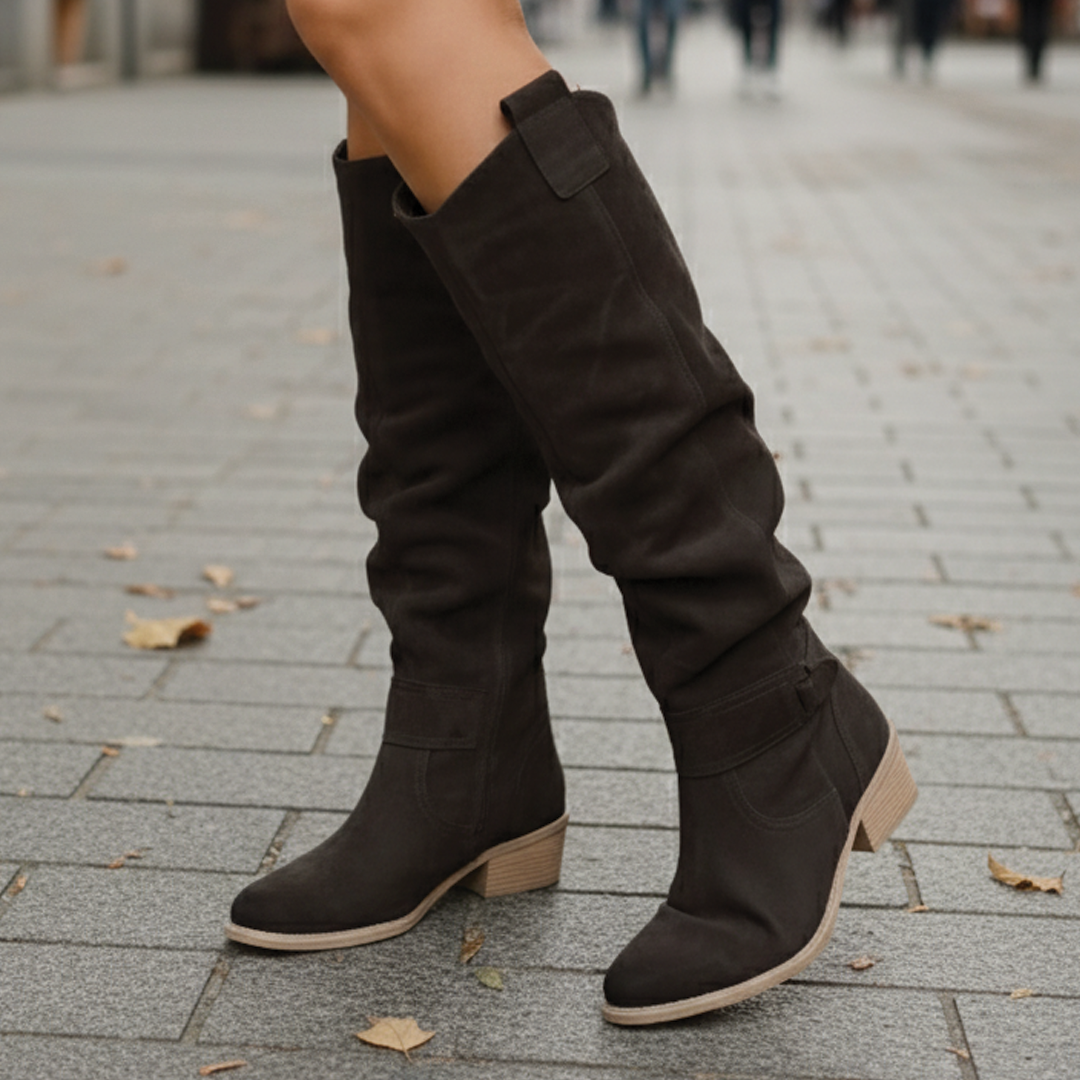 Bottes Hiver Femme en Daim Noires, Antidérapantes avec Doublure Respirante et Fermeture Éclair – Style Élégant au Genou 6