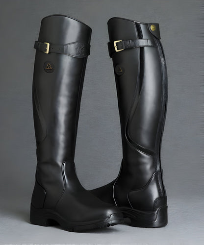 Bottes Imperméables Hiver Femme Noires à Hauteur de Genou – Bottes de Pluie Élégantes en Daim avec Semelle Antidérapante 2