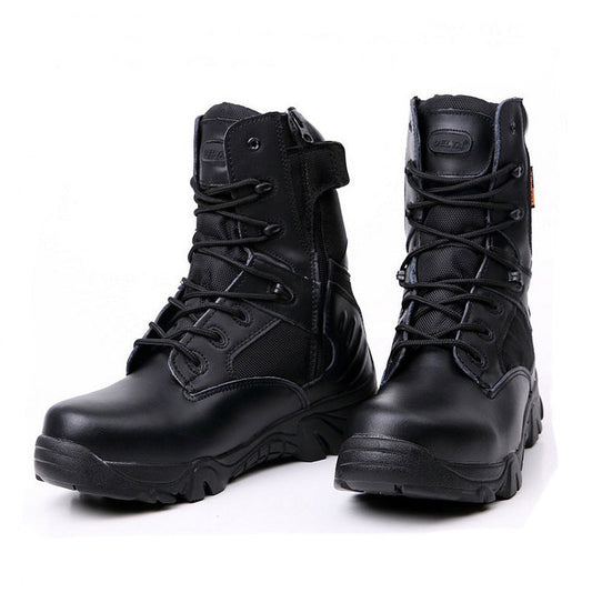 Waterproof High-Top Military Boots for Men – PU Upper and Non-Slip Sole for Hiking and Outdoor Activities