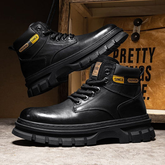 PU High Boots for Men with Lug Sole – Comfort and Style for Autumn and Winter, EU Size 39-46