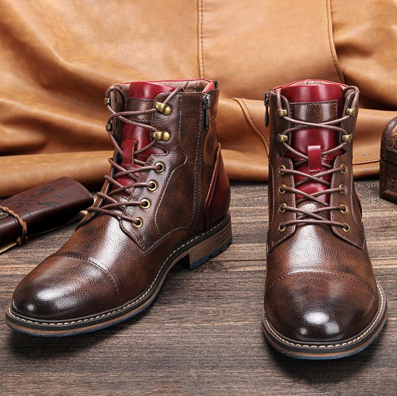 Bottes Oxford pour hommes en cuir synthétique respirant avec semelle antidérapante et fermeture éclair