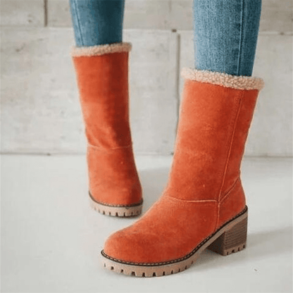 Bottes d'hiver mi-mollet pour femmes avec doublure en peluche et semelle crantée 3