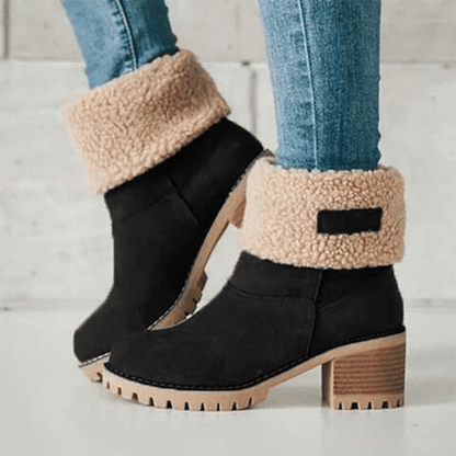 Bottes d'hiver mi-mollet pour femmes avec doublure en peluche et semelle crantée 4