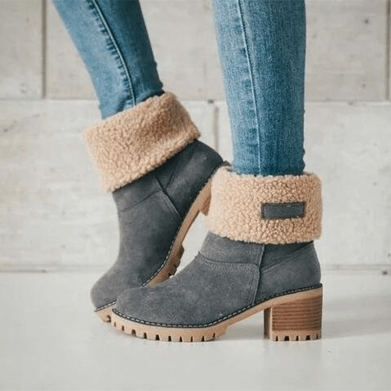 Bottes d'hiver mi-mollet pour femmes avec doublure en peluche et semelle crantée 5
