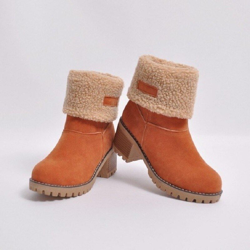 Bottes d'hiver mi-mollet pour femmes avec doublure en peluche et semelle crantée 6