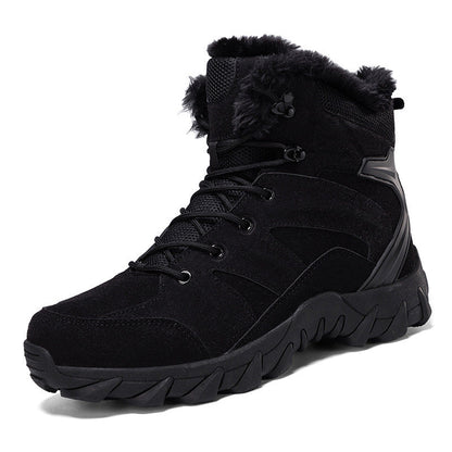Insulated Mid-Tube Snow Boots in Cowhide Leather for Men with Thermal Lining and Non-Slip Sole