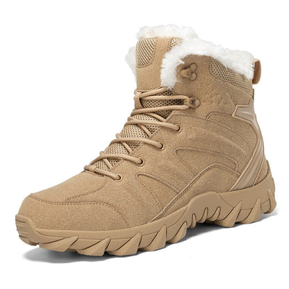 Insulated Mid-Tube Snow Boots in Cowhide Leather for Men with Thermal Lining and Non-Slip Sole