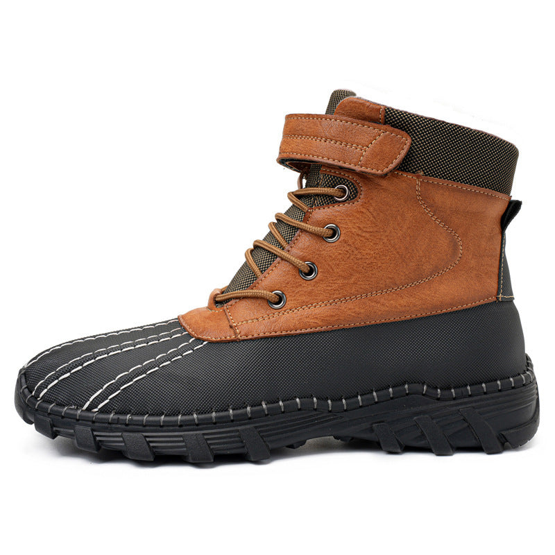 Waterproof Mid-Calf Snow Boots for Men in Microfiber with Fleece Lining and Non-Slip Sole