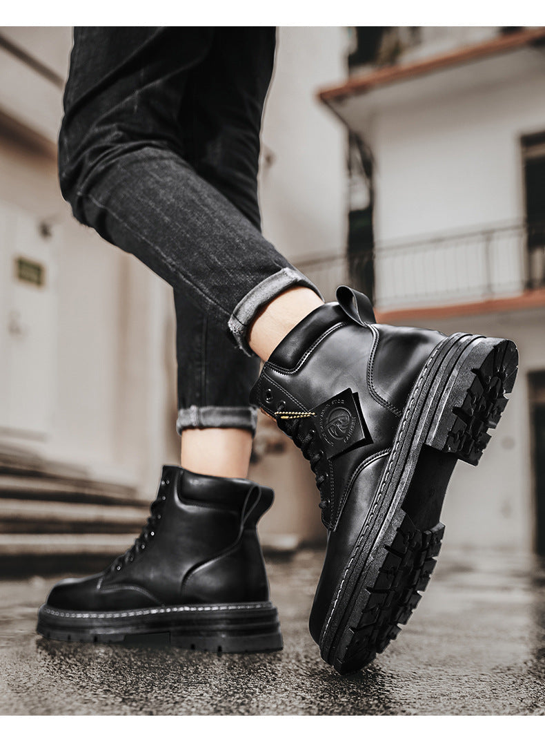 Bottes de Travail Classiques en Cuir pour Hommes – Confort Optimal, Semelle en Caoutchouc, Tige en PU, Design Polyvalent