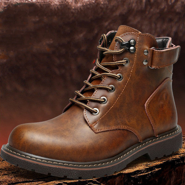 Bottes mi-hautes en PU pour hommes avec doublure en polaire – Idéales pour l'hiver
