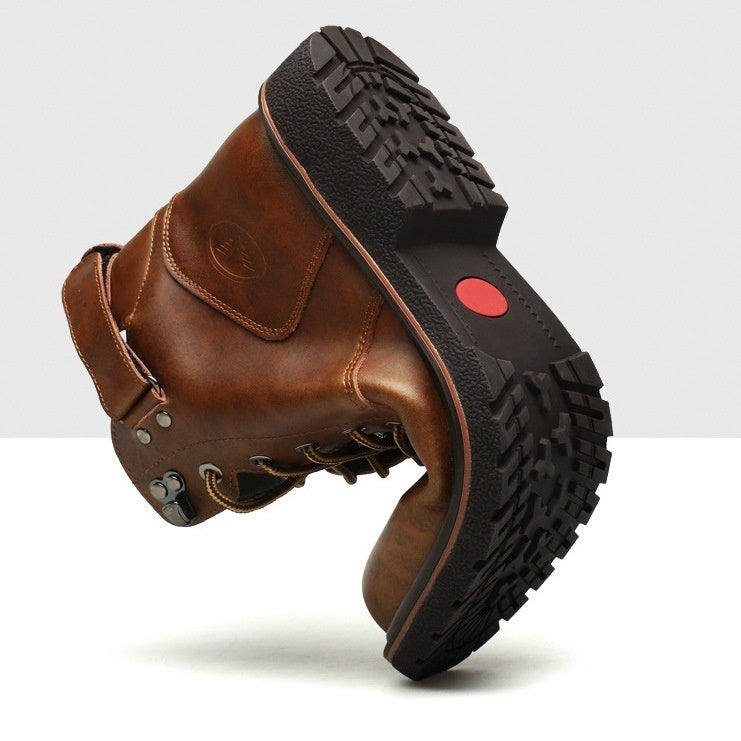 Bottes mi-hautes en PU pour hommes avec doublure en polaire – Idéales pour l'hiver