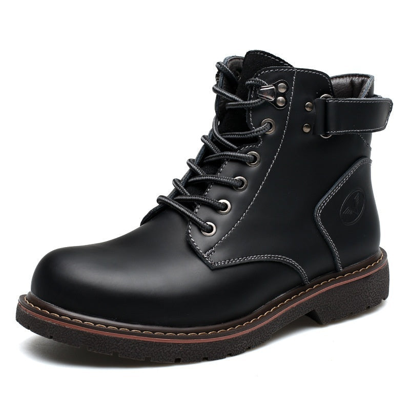 Mid-high PU boots for men with fleece lining – Ideal for winter