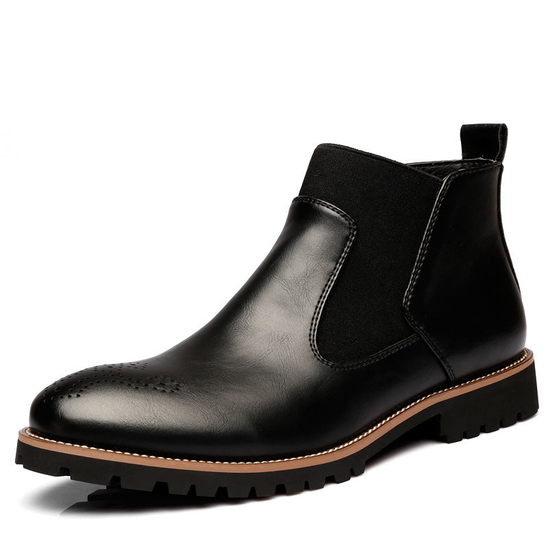 Chelsea Leather Ankle Boots Super-Fiber for Men – Lug Sole, Optimal Comfort and Elegant Design