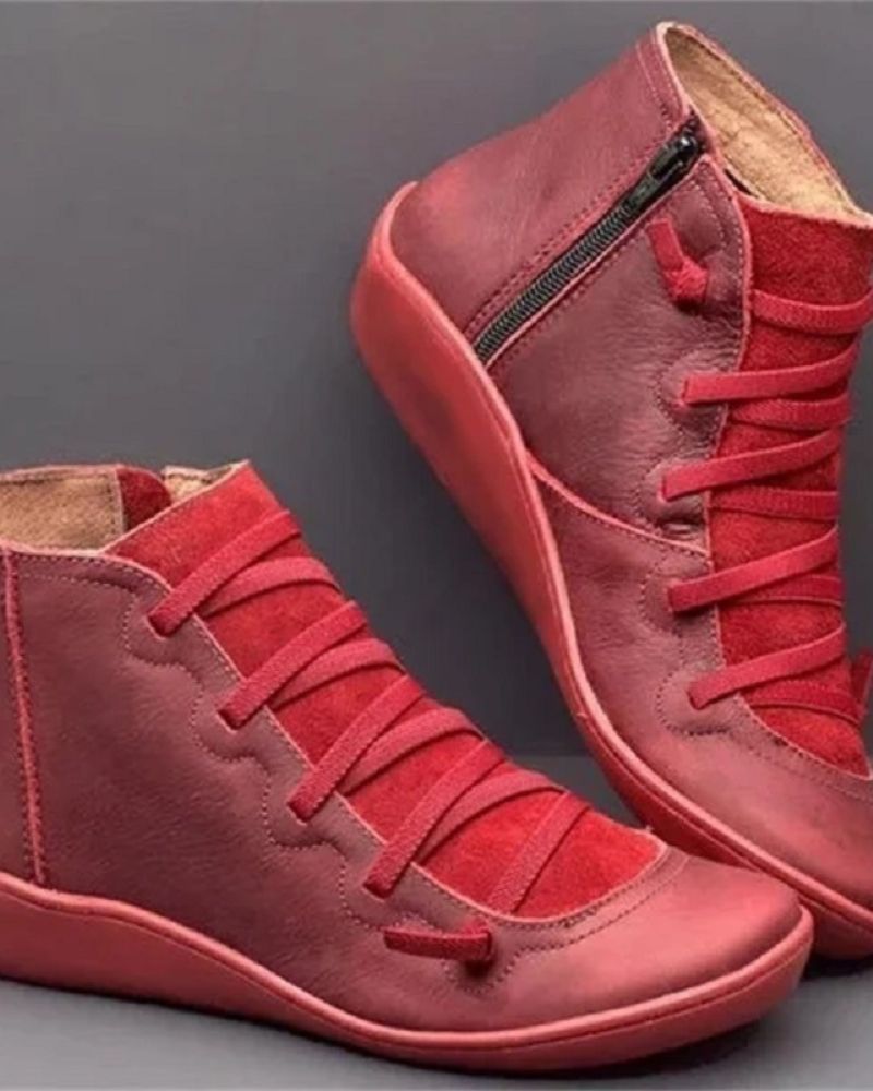 Bottines Femme Cuir à Lacets avec Fermeture Éclair Latérale - Confort et Style Moderne 4