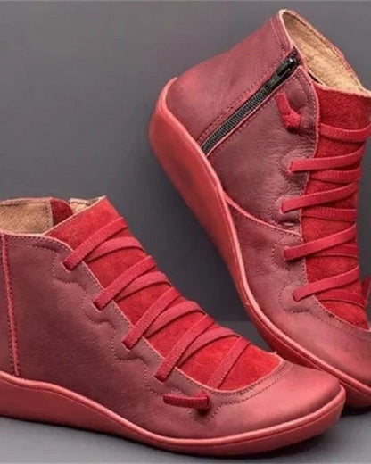 Bottines Femme Cuir à Lacets avec Fermeture Éclair Latérale - Confort et Style Moderne 4